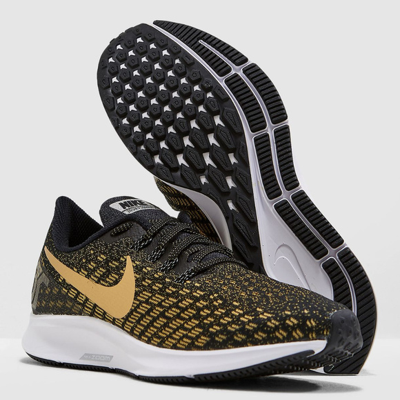 nike women's air zoom pegasus 35 running shoes black and gold